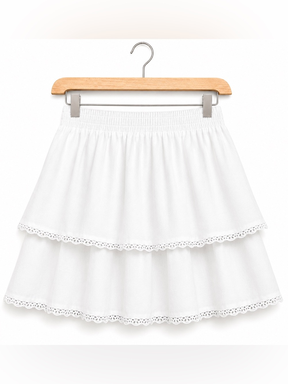 Princess Polly White Eyelet Tiered Mini Skirt Coquette Bridal Boho Women Size 4